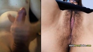 Gorgeous Hairy Milf Masturbates Close Up Before Omegle