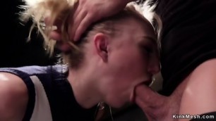 Blonde Sub Takes Huge Dick Down Throat