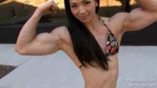 Yeon Woo Jhi Flower Bikini Unreal Biceps and back Muscles
