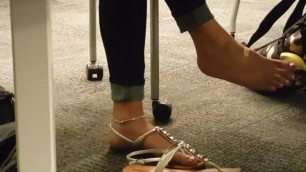 Latina Teen Candid Feet in the Library