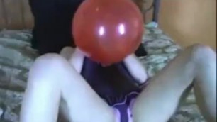 Balloon Blowing Teen in Lingerie
