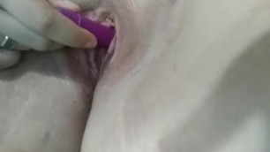 Horny Girl Masturbating with Dido and Playing with Pussy