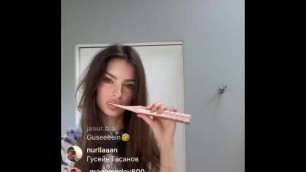 Emily Ratajkowski Brushing her Teeth