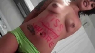 Brunette Whore Spanked and get to Drink her Piss